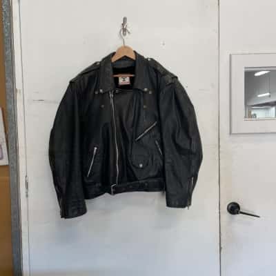  Vintage Mens Falcon Leather Jacket Black  