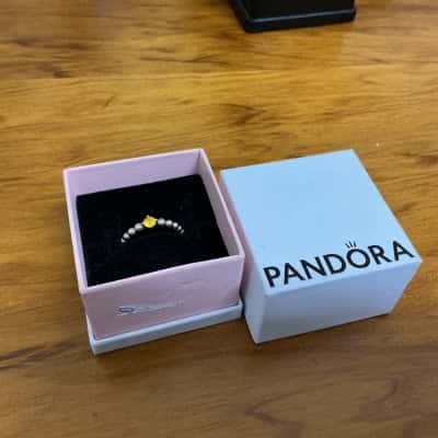 Pandora Womens Ring Silver / Yellow size 56