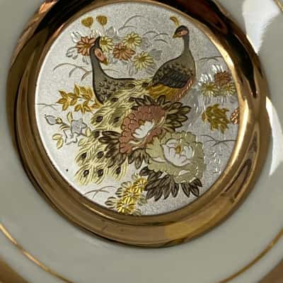THE ART OF CHOKIN 24 KT Gold Edged Plate Peacock Bird 