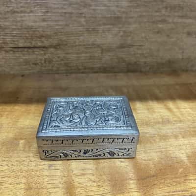 Vintage Cambodian White Metal Trinket Box