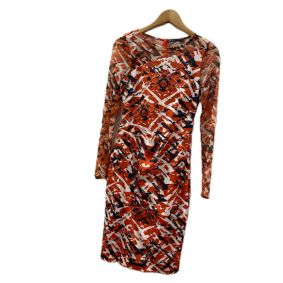 Karen Millen Womens dress Size 10 Black  / Orange / White 