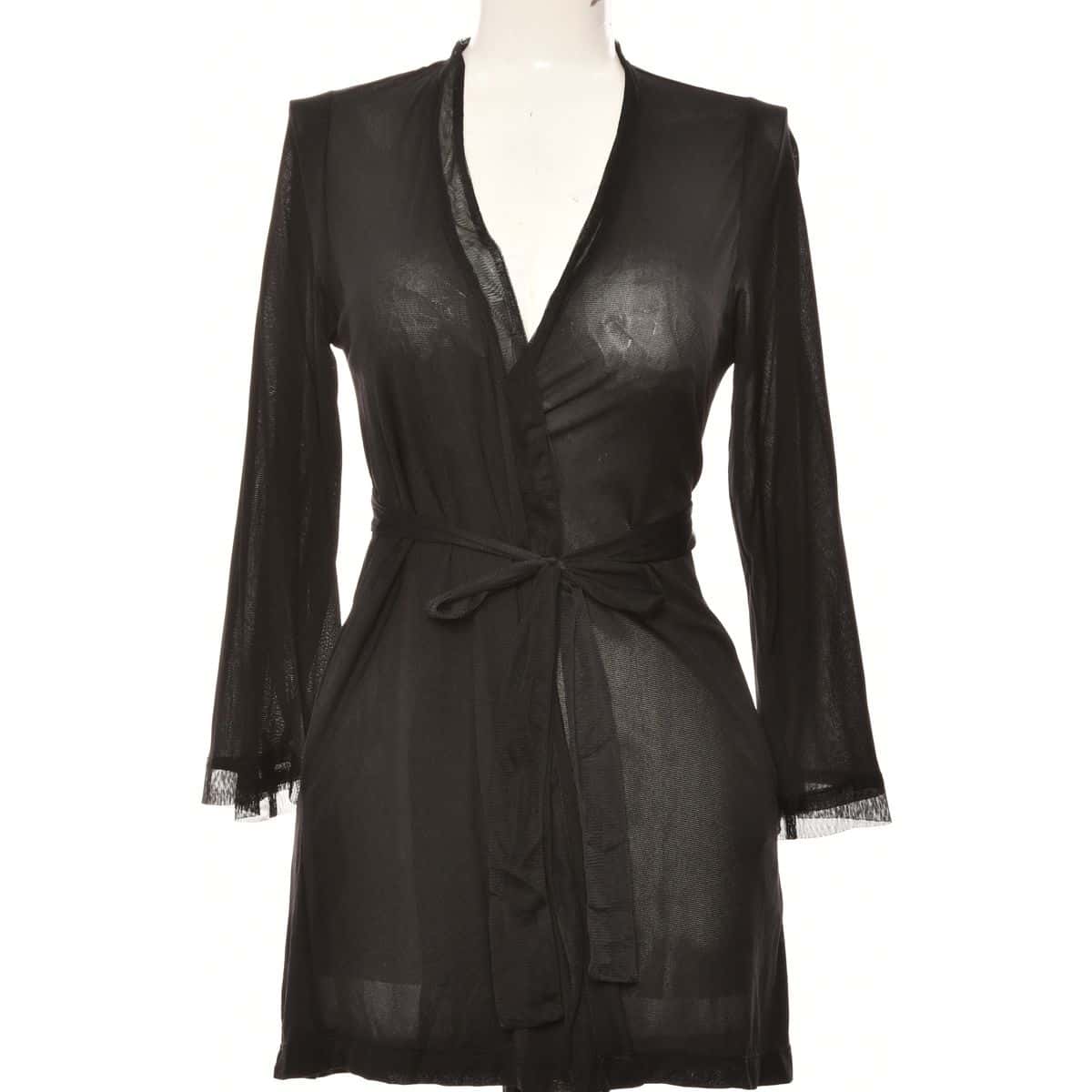 Ongossamer Womens Size M Long Sleeve Sheer Wrap Top Black(s)