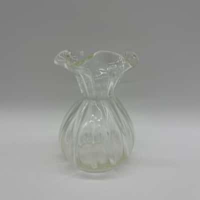 Vintage Handblown Ruffle Glass Vase [S#8]