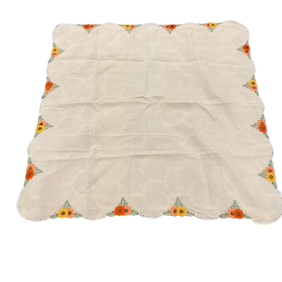 Vintage Tablecloth With Lace & Embroidered Edges 80 x 80 cm 