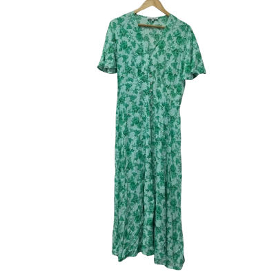  Vine Apparel Womens  Size 14 Casual Dress / Floral Dress / Maxi Dress / Short Sleeve Dress  Green 