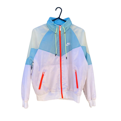 Unisex Nike Size S Hooded Track Jacket Blue / Green / Off White / Orange / White 