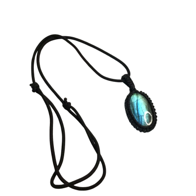  Womens Multicoloured Labradorite Macrame Necklace