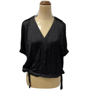 Morrison Womens  Size 0-1 3/4 Sleeve Wrap Top Black  
