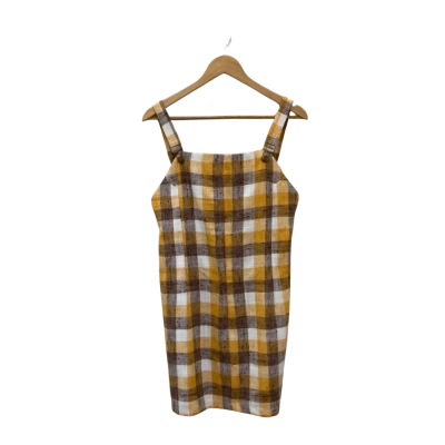  Mia Sully Womens  Size S Pinafore Checked / Yellow / White / Brown 