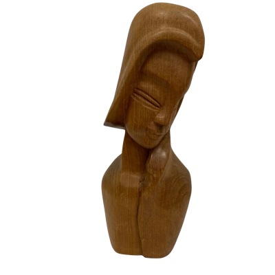 Vintage Wooden Hand Carved Woman Figurine 