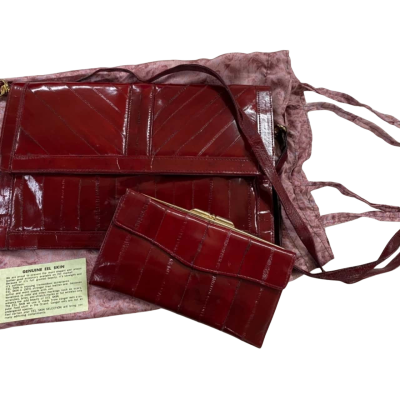 Genuine Eel Skin Womens Handbag / Purse Set