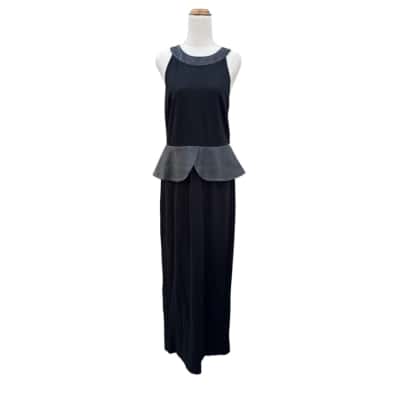 Alice & Olivia Maxi Dress Leather Details  Size M Black  