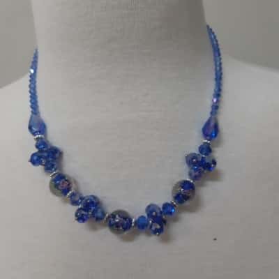  Blue Crystal & Glass Necklace
