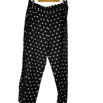 Susan Womens  Size 18 Straight Leg Pants Black  / Polka Dot / White 