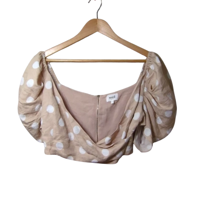 Size 12 - Seed Heritage Womens Beige Polka Dot Top