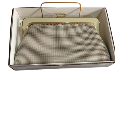  Vintage Sterling Mesh Womens Evening Bag Gold / White 