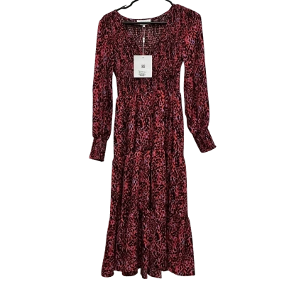 Leoni Womens  Size 8 Long Sleeve Dress Black  / Pattern / Red 