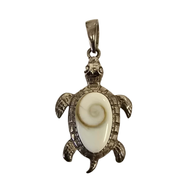  Womens Silver 925 Silver Shiva Shell Turtle Pendant