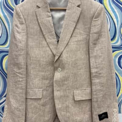  Mens Beige Linen Suit Jacket 