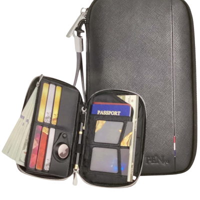 Womens Black F & En Co Leather Passport holder Wallet