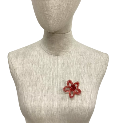  Enhanced Accessories Dhalia Brooch Red 