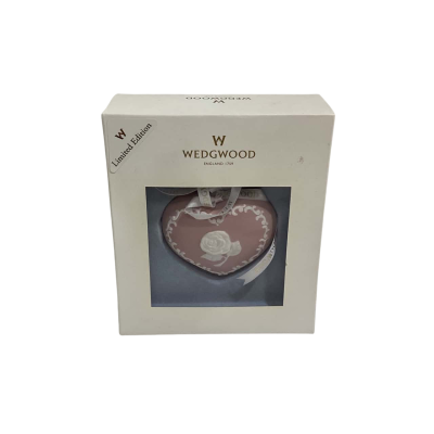 Wedgwood Pink White Jasperware Breast Cancer Heart Christmas Ornament 