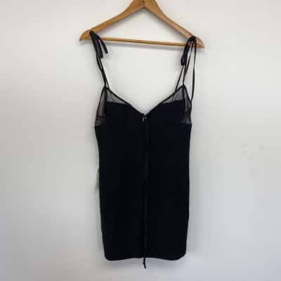 Bardot Black Everly Sheer Panel Mini Dress Size L 
