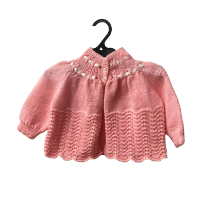  Kids  Size 00 Cardigan Pink  hand knit A