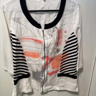 Bagoraz Womens  Size 5 3/4 Sleeve Shirt Black  / Orange / Pink  / White 
