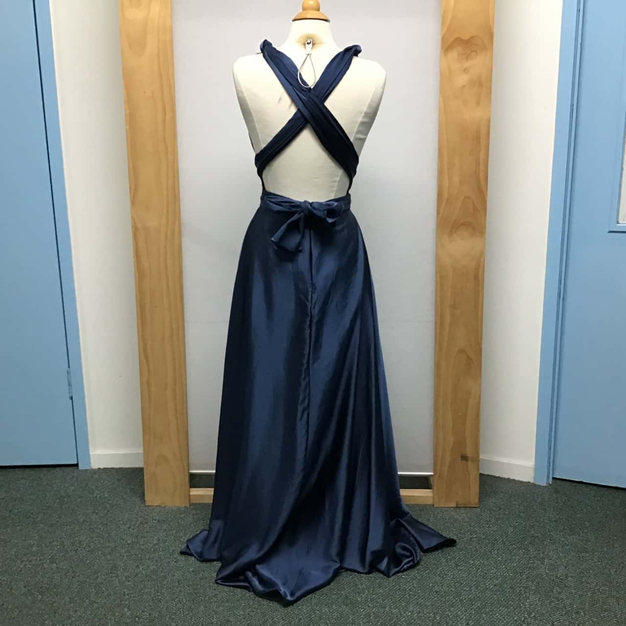 Angel Biba, Navy blue satin infinity dress, Size 6 8, NWT, RRP 69.95(s)