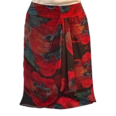 George Gross  Womens Size 8 Midi Skirt Black/Floral/Red
