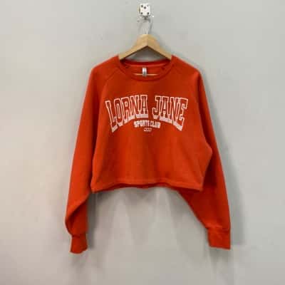 Lorna Jane Womens  Size L Cropped Jumper Orange 