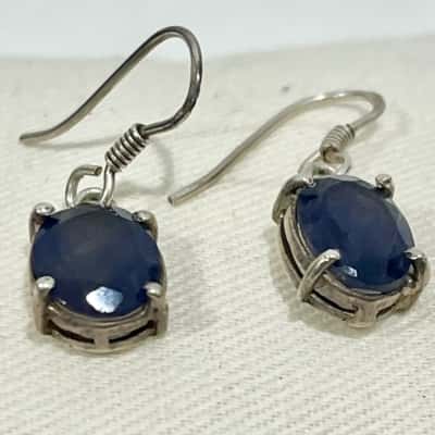 925 Silver Purple Faceted Earrings 