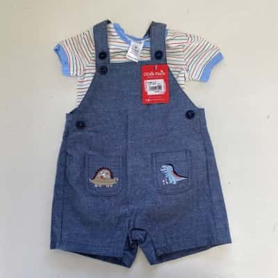Ollies Place Dino Blue Overall Size 00 / 3-6m 