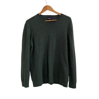 Reserve Merino Wool Mens  Size XXL V-Neck Jumper Green 