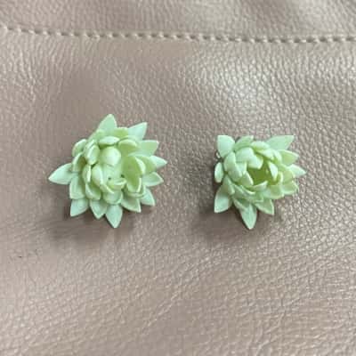 Womens Pale Green Lotus Flower Clip On Earrings
