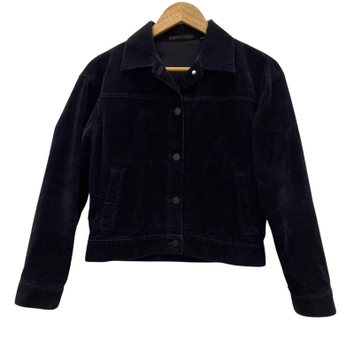 Uniqlo Women's Size XS Corduroy Style Long Sleeve Cropped Shirt Black  