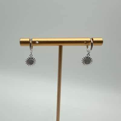 Clear Stone Sun Earring Stamped S925