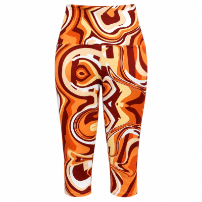 Exotica Athletica Orange Retro Swirl High-Waisted Capri Leggings – Size M – NWT