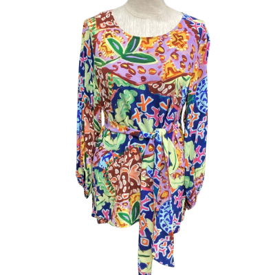 Gorman  Size 10 Long Sleeve Top with Sash Belt Multicoloured 
