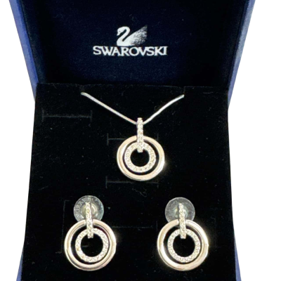 Swarovski Womens Earrings / Necklace set Silver 