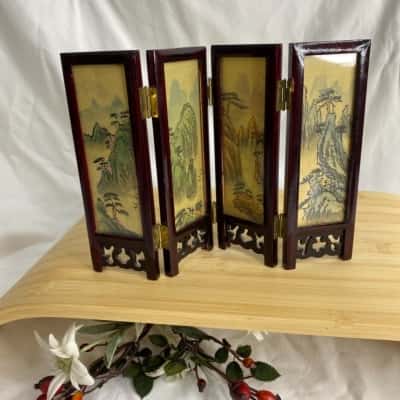 Vintage Chinese Painted Folding Screen 
