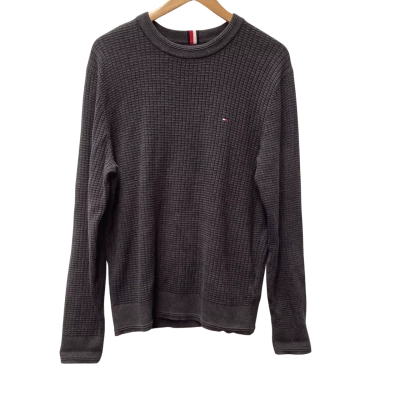 Tommy Hilfiger 100% Cotton Grey Textured Jumper - Size M 