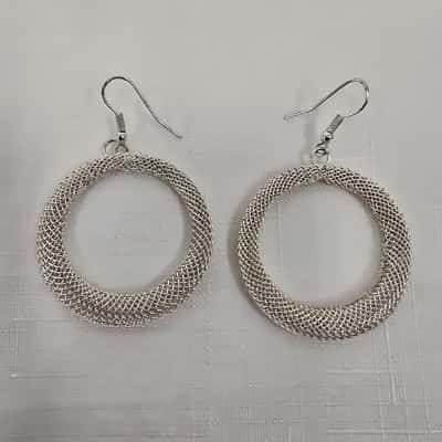  Women's Silver Tone Hoop Earrings 