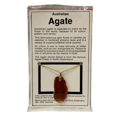 Womens Australian Agate Pendant Necklace 