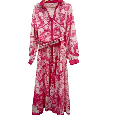 Billy J Womens  Size 12 / L Midi long sleeve Dress Floral / Pink  / White 