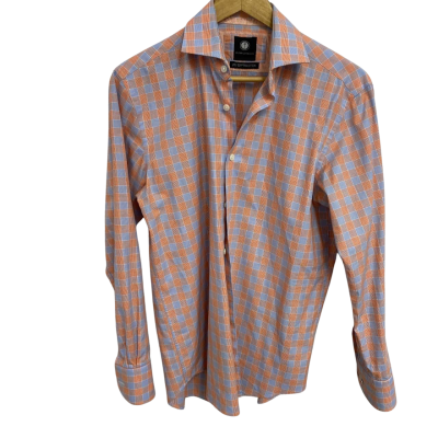 Peter Jackson Mens Size 40 Orange & Blue Shirt