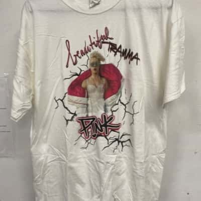 Pink beautiful Trauma Mens  Size XL White t shirt 
