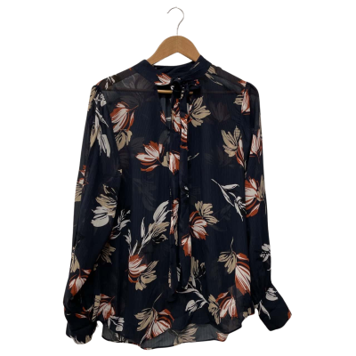 Sussan Womens  Size 14 Long Sleeve Top Beige / Burnt Orange / Navy Blue / White 