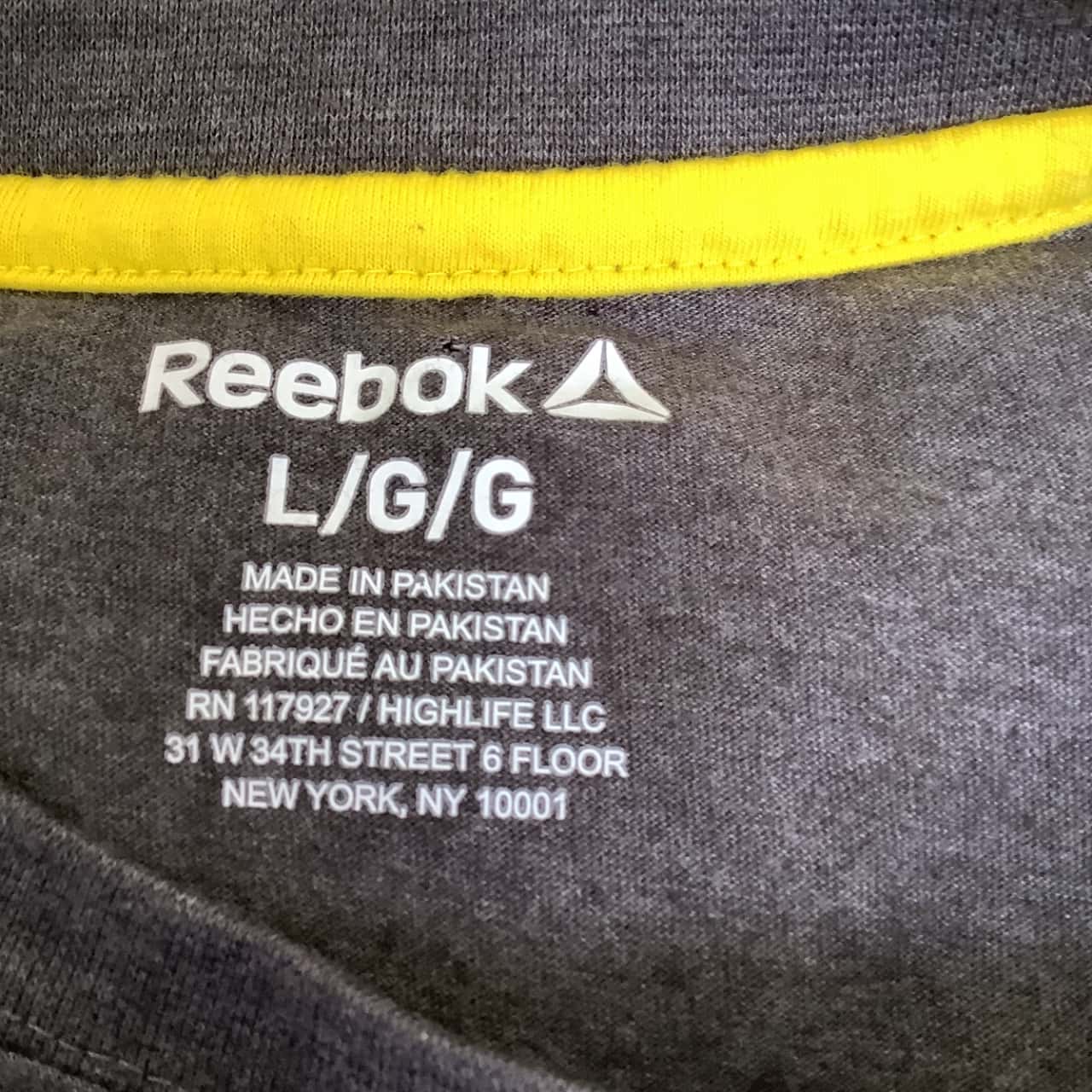 Reebok Mens Size L Grey Logo Print Crew 
